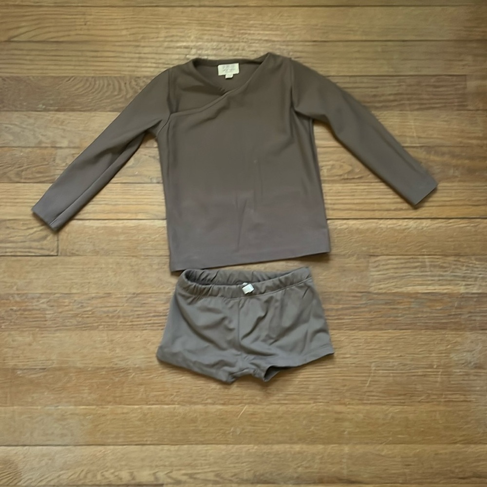 The Simple Folk 2 piece boys 18-24 mo bathing suit in stone color.